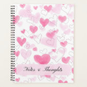 Esthetische Roze Waterverf Harten Aangepaste Naam  Planner (Voorkant)