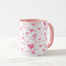 Esthetische roze waterverf harten tweekleurige kof mok