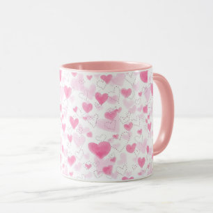 Esthetische roze waterverf harten tweekleurige kof mok