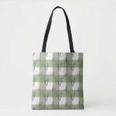 Esthetische Sage Groene Hart Gingham AOP Tote Tas (Voorkant)