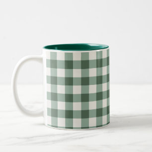 Esthetische saliegroene geruite tweedelig koffieko tweekleurige koffiemok