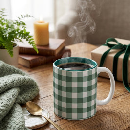 Esthetische saliegroene geruite tweedelig koffieko tweekleurige koffiemok