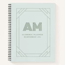 Esthetische saliegroene op maat gemaakte monogram notitieboek