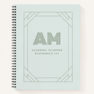 Esthetische saliegroene op maat gemaakte monogram notitieboek