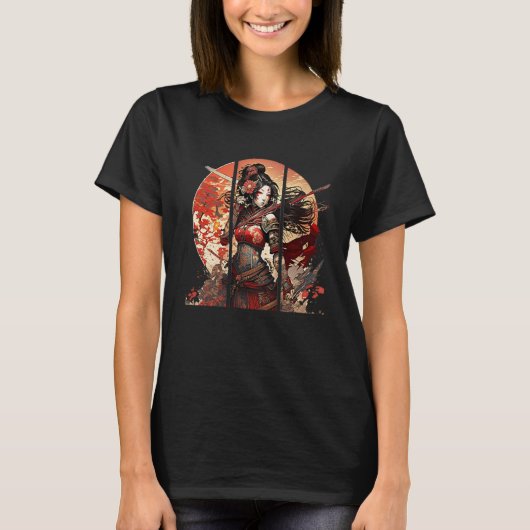 Esthetische Samurai Geisha Sakura Japan Traditie A T-shirt (Voorkant)