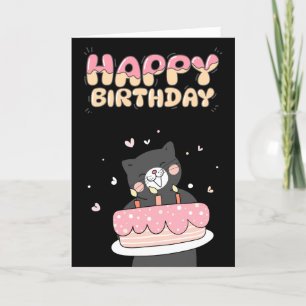 Esthetische Schattigee 3D Black Happy Birthday Gre Feestdagen Kaart