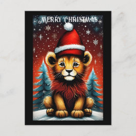Esthetische Schattigee Santa Baby Lion Snowy Chris Briefkaart
