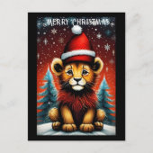 Esthetische Schattigee Santa Baby Lion Snowy Chris Briefkaart (Voorkant)