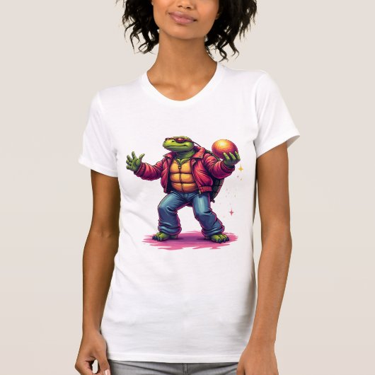 Esthetische Schildpad Disco T-Shirt (Voorkant)