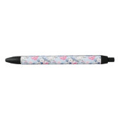 Esthetische Shabby Chic Roze Rozen Patroon Zwarte Inkt Pen (Voorkant)