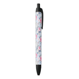 Esthetische Shabby Chic Roze Rozen Patroon Zwarte Inkt Pen