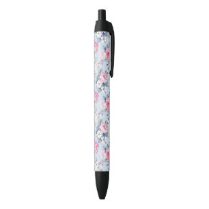 Esthetische Shabby Chic Roze Rozen Patroon Zwarte Inkt Pen