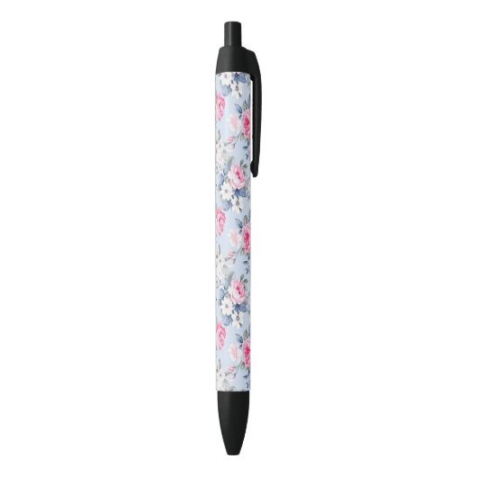 Esthetische Shabby Chic Roze Rozen Patroon Zwarte Inkt Pen (Achterkant (Verticaal))