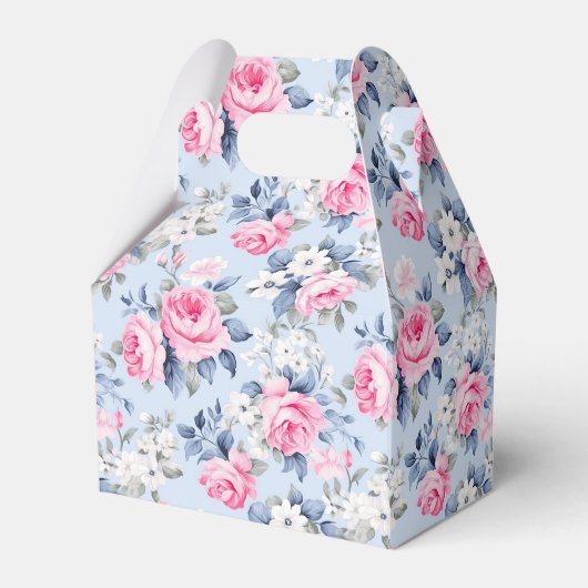 Esthetische Shabby Chique Roze Rozen Naadloos Patr Bedankdoosjes (Achterkant)