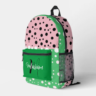 Esthetische Smaragdgroene Roze Kleur - Eerste Naam Bedrukte Rugzak