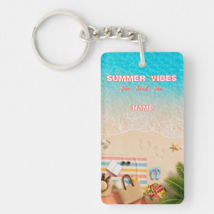 Esthetische strand zomer acrylen sleutelhanger
