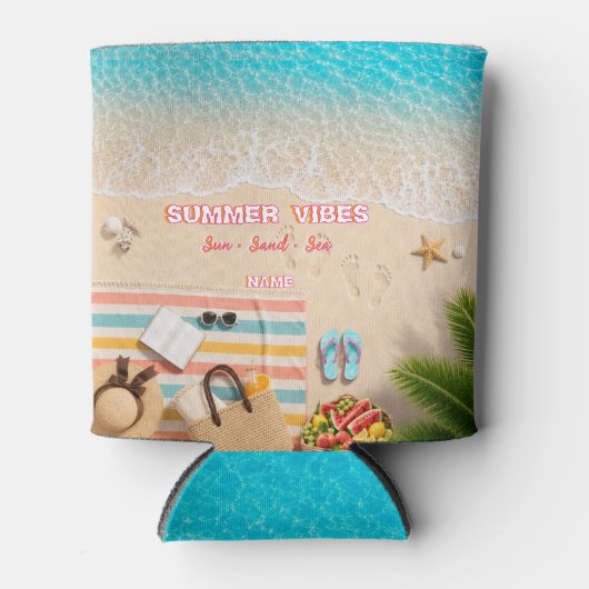 Esthetische strand zomer blikje koeler (Voorkant)