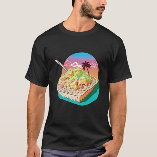 Esthetische Synthwave Gebakken Rijst met jaren '80 T-shirt (Voorkant)