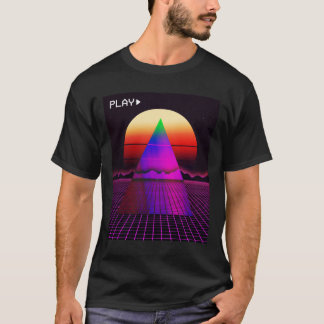 Esthetische Synthwave Outrun stijl raster zonsonde T-shirt