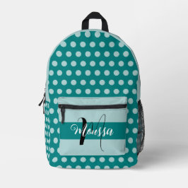 Esthetische Teal Kleur - Beste Initiële Naam Monog Bedrukte Rugzak