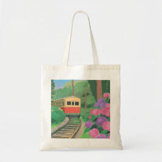 Esthetische trein- en bloemenmuur kunst | Vintage  Tote Bag