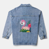 Esthetische tropische flamingo denim jacket (Achterkant)