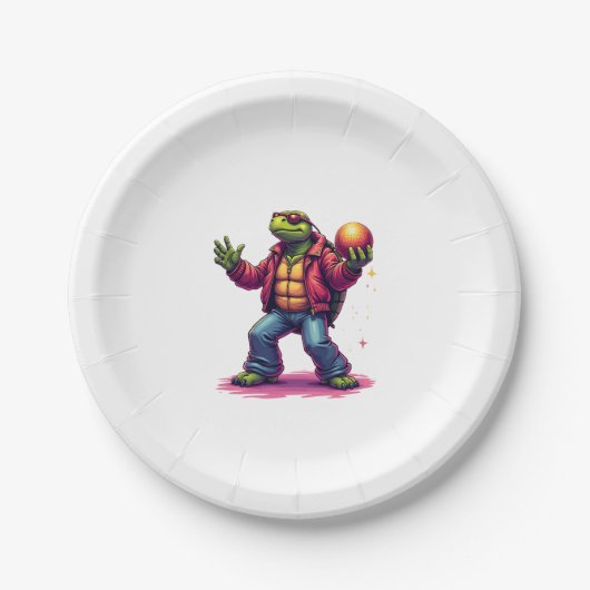 Esthetische Turtle Disco T-shirt Papieren Bordje (Voorkant)