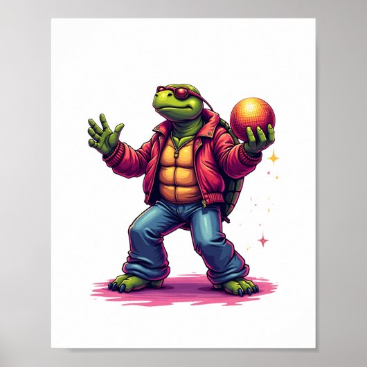 Esthetische Turtle Disco T-shirt Poster (Voorkant)