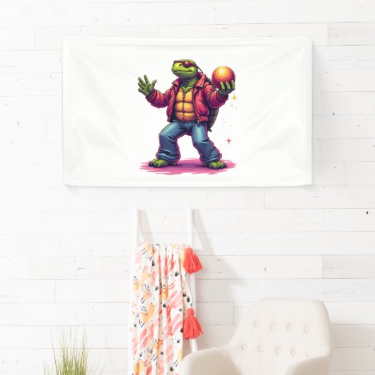 Esthetische Turtle Disco T-shirt Spandoek (Insitu)