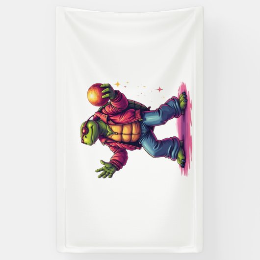 Esthetische Turtle Disco T-shirt Spandoek (Verticaal)