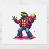 Esthetische Turtle Disco T-shirt Sparkling Wijnetiket (Enkel label)