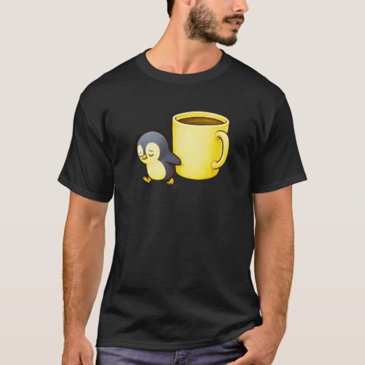 Esthetische uitgeputte pinguïn • Oversized koffiek T-shirt (Voorkant)