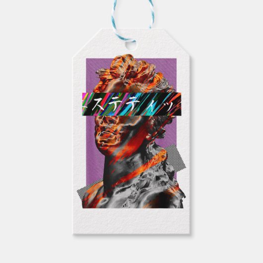 Esthetische Vaporwave Japanse Futurisme Cadeaulabel (Voorkant)