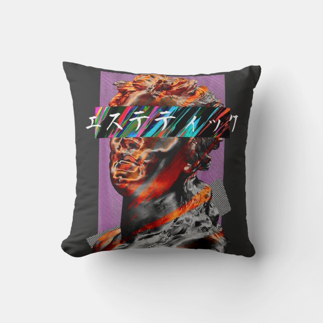 Esthetische Vaporwave Japanse Futurisme Kussen (Voorkant)
