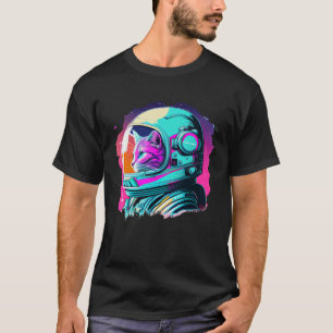 Esthetische Vaporwave Space Cat 80s 90s Astronaut T-shirt