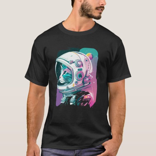 Esthetische Vaporwave Space Cat 80s 90s Astronaut  T-shirt (Voorkant)