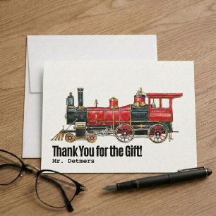 Esthetische vintage trein bedankkaart briefkaart