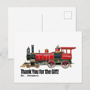 Esthetische vintage trein bedankkaart briefkaart