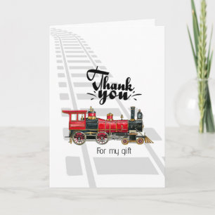 Esthetische vintage trein bedankkaart notitiekaartje