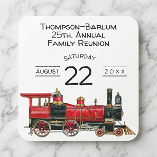 Esthetische vintage trein familiebijeenkomst  vierkante sticker