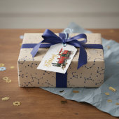 Esthetische vintage trein verjaardagscadeautags cadeaulabel
