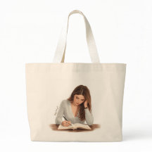 Esthetische vrouw schrijvende illustratie tote bag