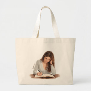 Esthetische vrouw schrijvende illustratie tote bag