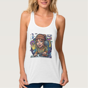 Esthetische vrouwelijke DJ tanktop