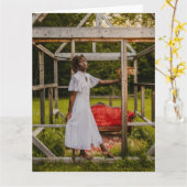 esthetische vrouwen portretteren gevouwen wenskaar kaart (Gele Bloem)