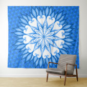 Esthetische wandkunst witte en blauwe mandala wandkleed (In Situ (horizontaal))