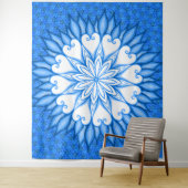 Esthetische wandkunst witte en blauwe mandala wandkleed (In situ)