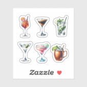 Esthetische Waterverf Cocktail Sticker Set (Vel)