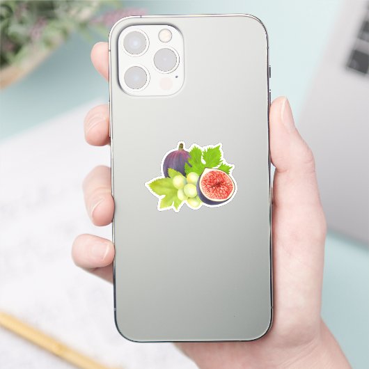 Esthetische Waterverf Fig en Grape Artwork Sticker (Telefoon)
