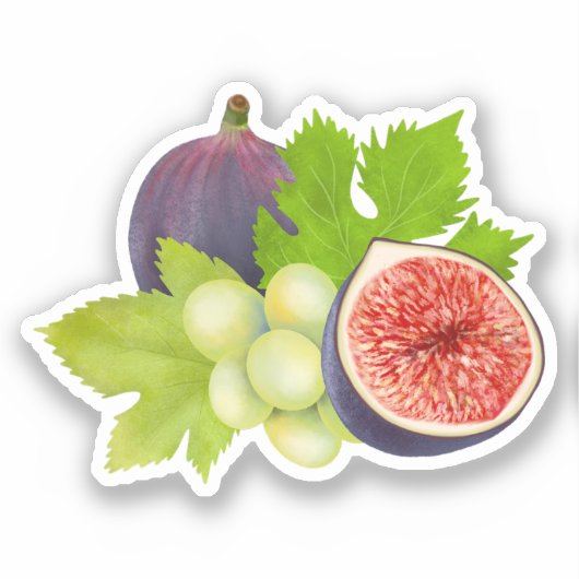 Esthetische Waterverf Fig en Grape Artwork Sticker (Voorkant)
